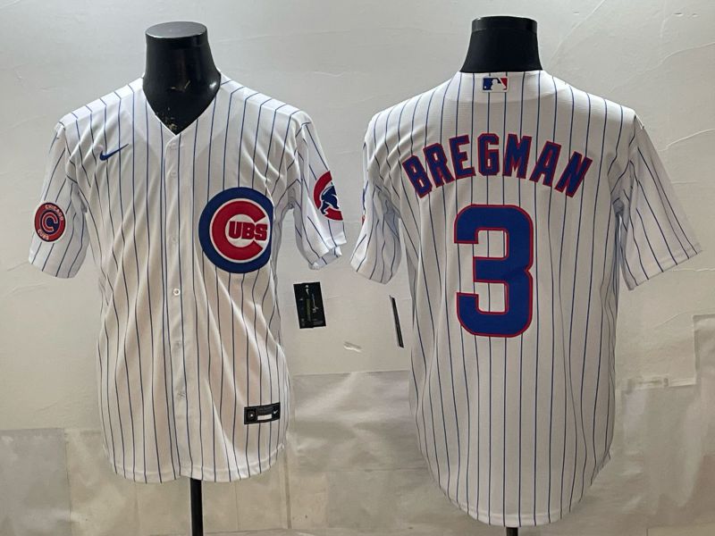 Men 2026 Chicago Cubs #3 Bregman White Stripe Game Nike MLB Jersey style 007->chicago cubs->MLB Jersey